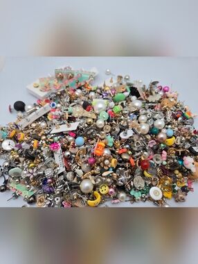 HUGE 2lb Jewelry Lot Stud Earrings Faux Pearls DIY Craft Bundle